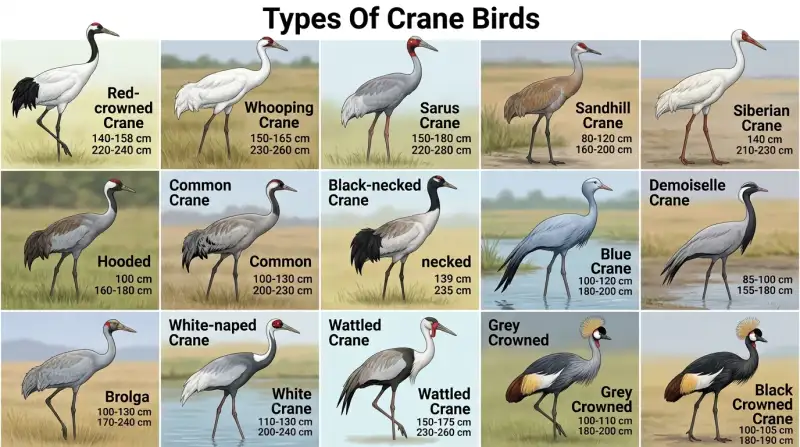 Crane Birds Identification Chart 