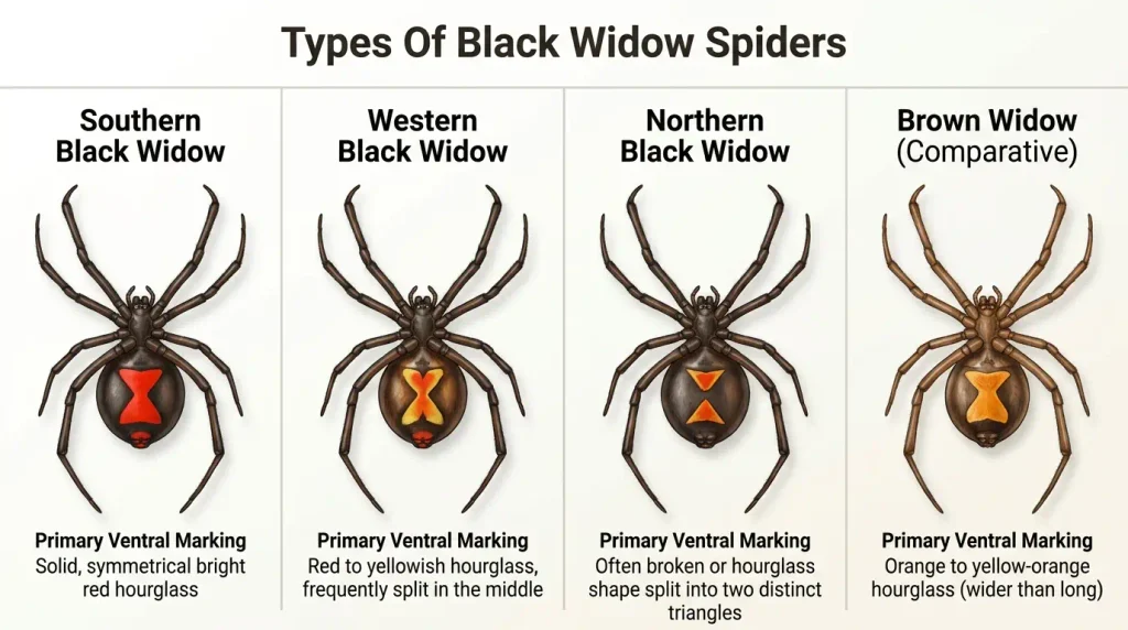 Types Of Black Widow Spiders