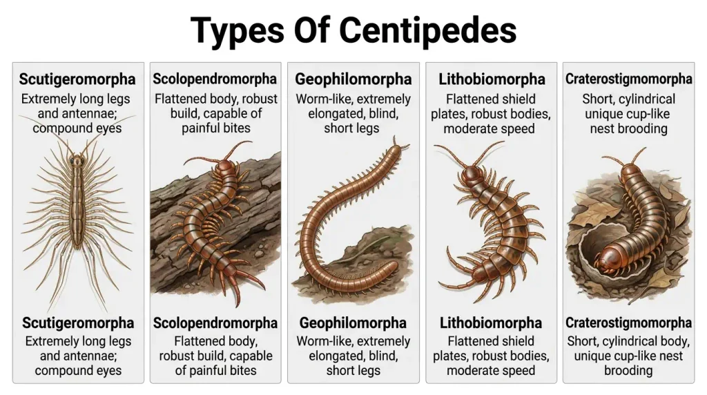 Types Of Centipedes - Identification Chart 