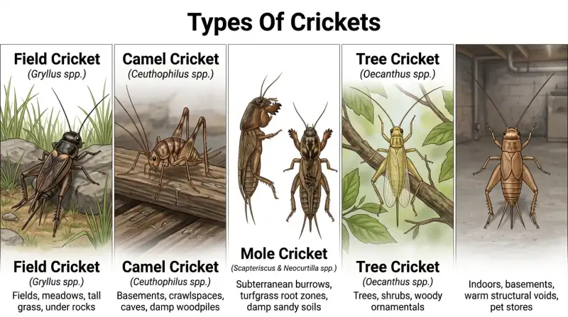 Types Of Crickets - identification chart