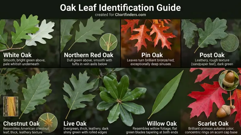 Oak Tree Leaf Identification Chart
