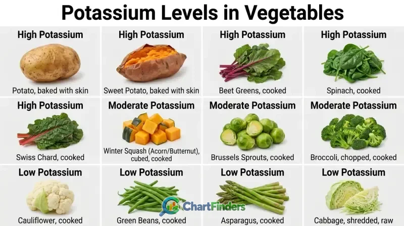 Potassium Vegetables Chart